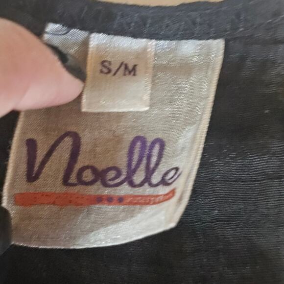 Noelle Knit Boho Sheer High Low Black Tank Dress Top V Neck Size S/M 3636 - Picture 3 of 6